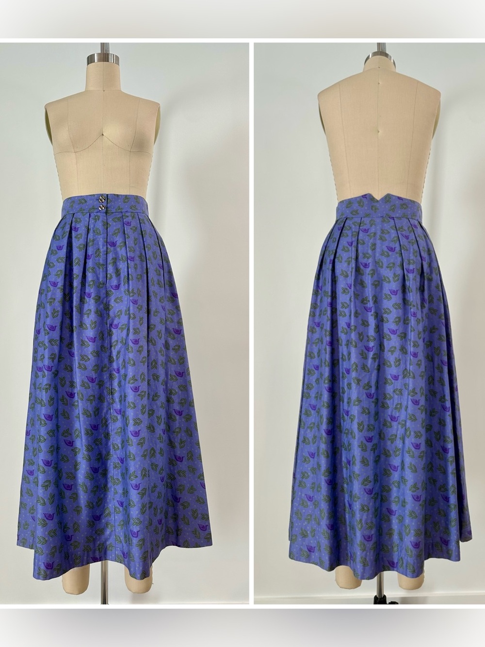 Vintage 90’s Purple Swan & Leaf Print Maxi Skirt